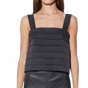 RtA romana Black Layered tiered square neck tank Top Japanese fabric size XS